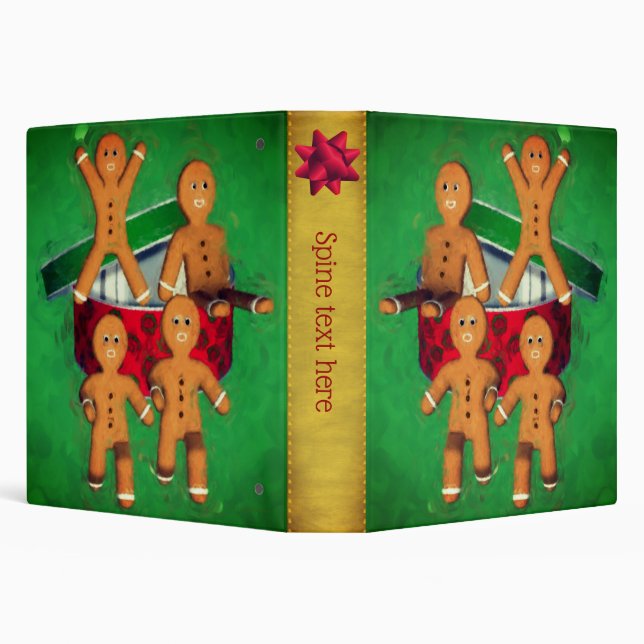 Gingerbread Men Cookie Art Holiday Personalized 3 Ring Binder (Background)