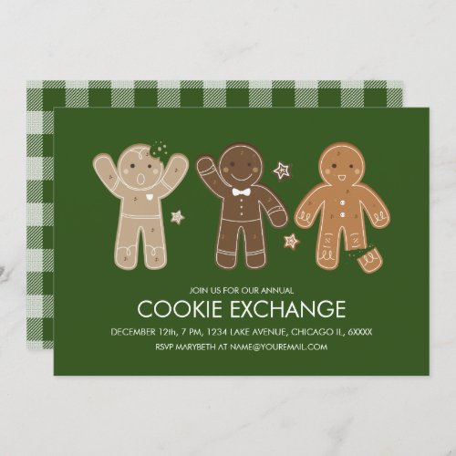 Gingerbread Men Cookie Holiday Party Invitation