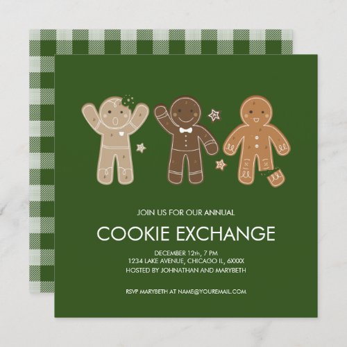 Gingerbread Men Cookie Holiday Party Invitation