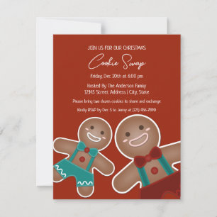 Gingerbread Men Cookies Exchange Christmas Party Invitation