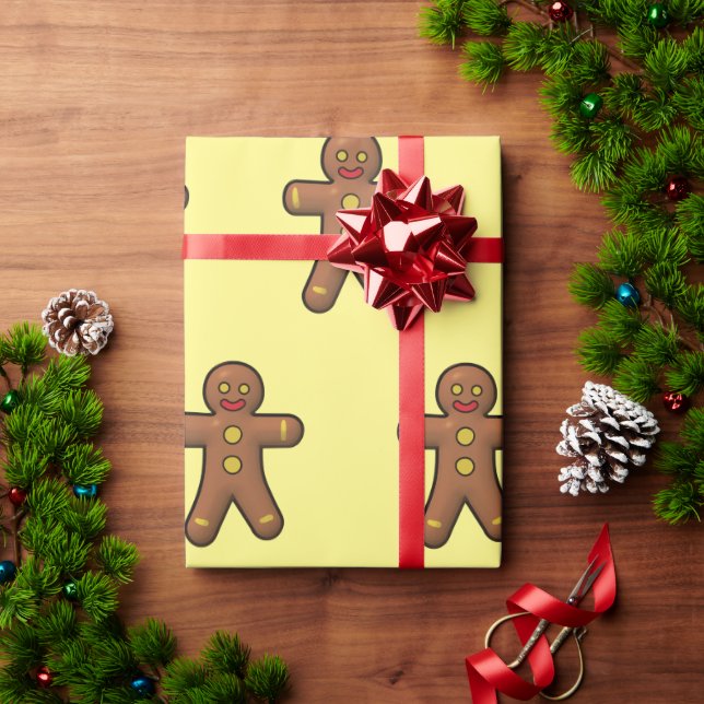 Gingerbread Men Cookies Pattern Wrapping Paper (Holiday Gift)