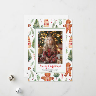 Gingerbread Men Custom Christmas Photo & Name Holiday Card