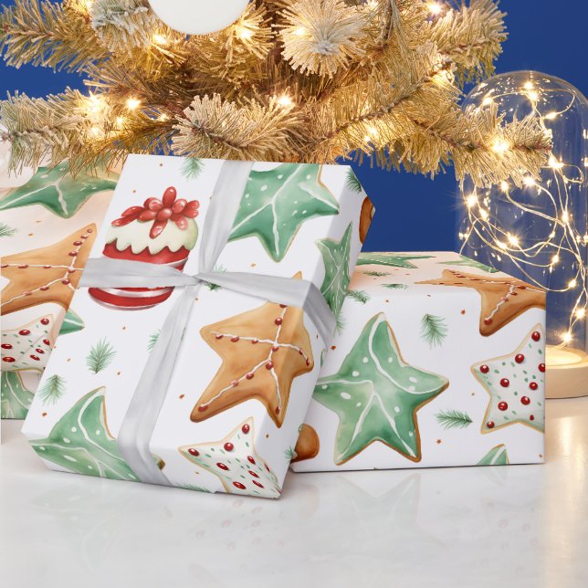Gingerbread Men Cutout Cookies Modern Christmas Wrapping Paper (Holidays)