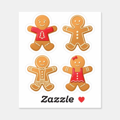 Gingerbread Men Decorated Sticker