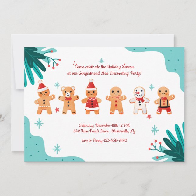 Gingerbread Men Decorating Party Invitation (Front)