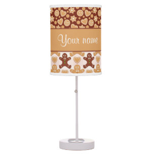 Gingerbread Men Faces and Hearts Table Lamp