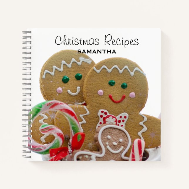 Gingerbread Men Family Christmas Personalised Notebook (Front)