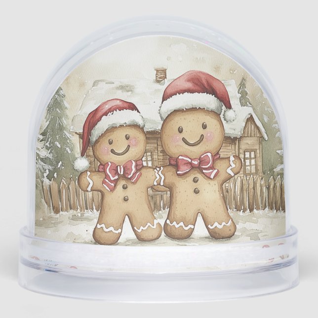 Gingerbread Men Gingerbread House Snow Globe (Front)