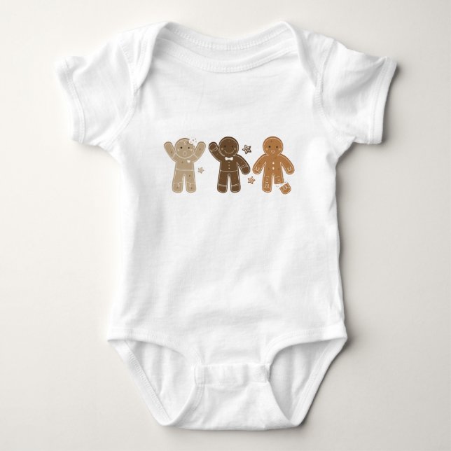 Gingerbread Men Holiday Baby One Piece Bodysuit (Front)