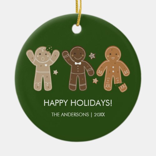 Gingerbread Men Holiday Ceramic Ornament