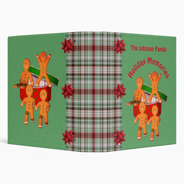 Gingerbread Men Holiday Christmas Personalized  3 Ring Binder (Background)