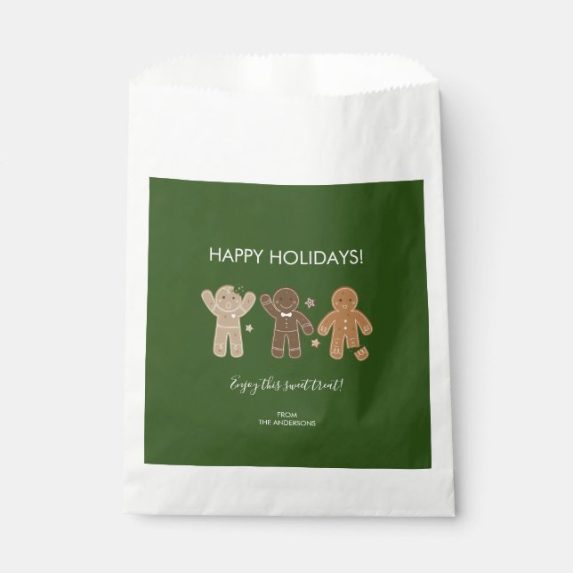 Gingerbread Men Holiday Favor Bags (Front)