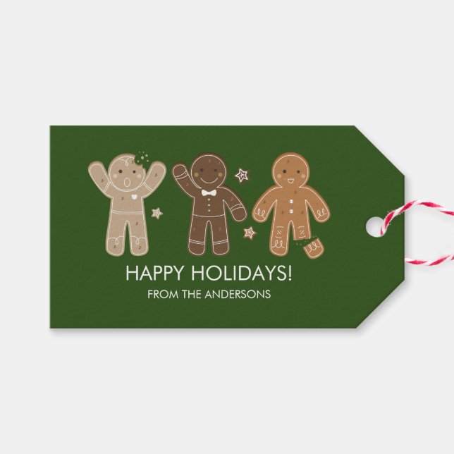 Gingerbread Men Holiday Gift Tag (Front (Horizontal))