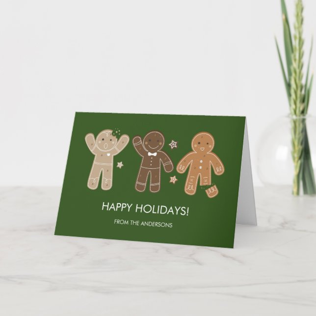 Gingerbread Men Holiday Greeting Card (Front)