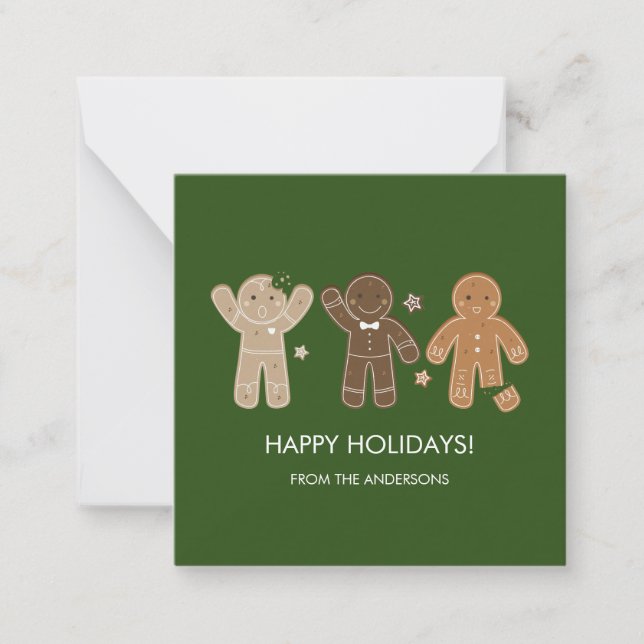 Gingerbread Men Holiday Mini Note Card (Front)