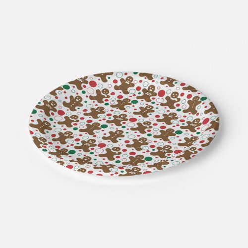 Gingerbread Men Holiday Pattern Paper Plates