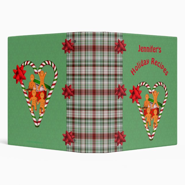 Gingerbread Men Holiday Personalized Recipe 3 Ring Binder (Background)