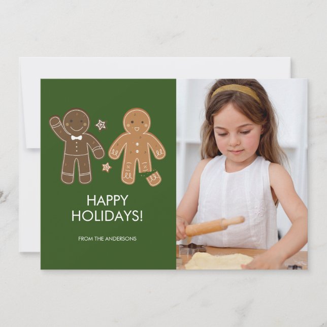 Gingerbread Men Holiday Photo Card (Front)