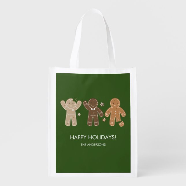 Gingerbread Men Holiday Reusable Tote Bag (Front)