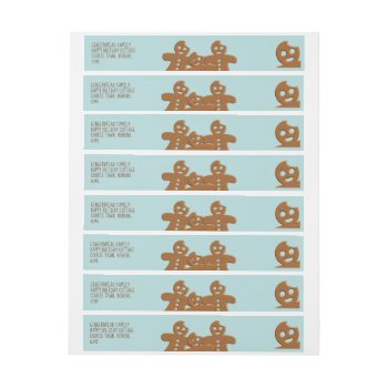 Gingerbread Men Holiday Wraparound Address Labels by mothersdaisy at Zazzle