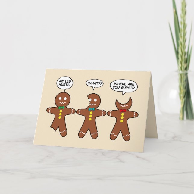 Gingerbread Men Humor My Leg Hurts Holiday Card (Front)