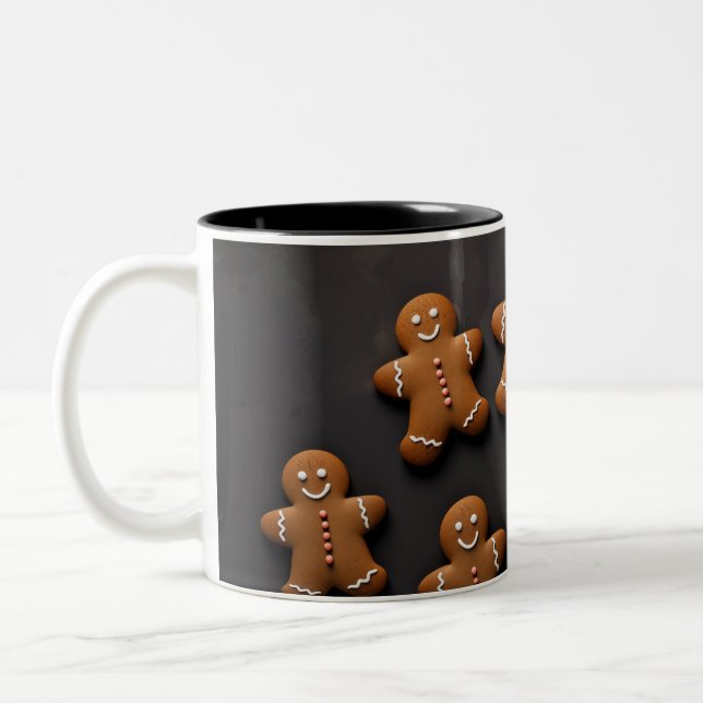 Gingerbread Men Knolling Two-Tone Coffee Mug (Left)