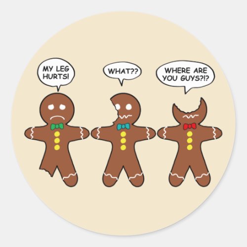 Gingerbread Men My Leg Hurts Classic Round Sticker