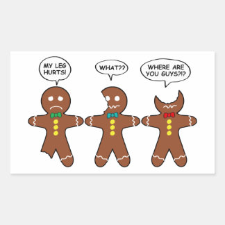 Gingerbread Men My Leg Hurts Holiday Rectangular S Rectangular Sticker