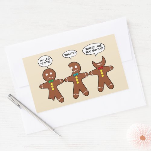 Gingerbread Men My Leg Hurts Holiday Rectangular Sticker