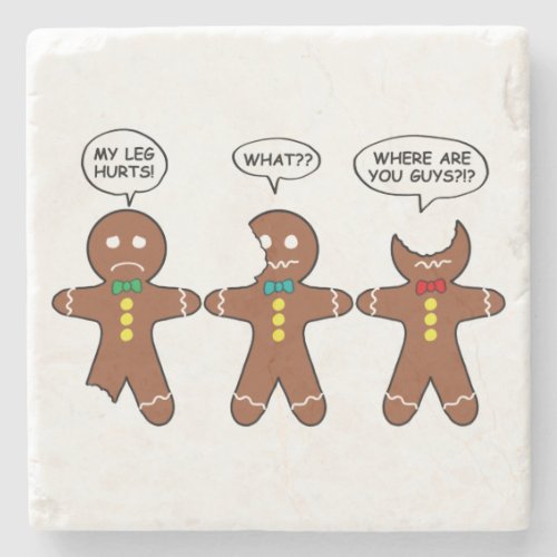 Gingerbread Men My Leg Hurts Holiday Stone Coaster
