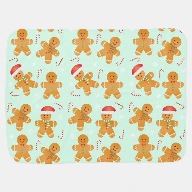 Gingerbread Men Pattern Baby Blanket (Horizontal)