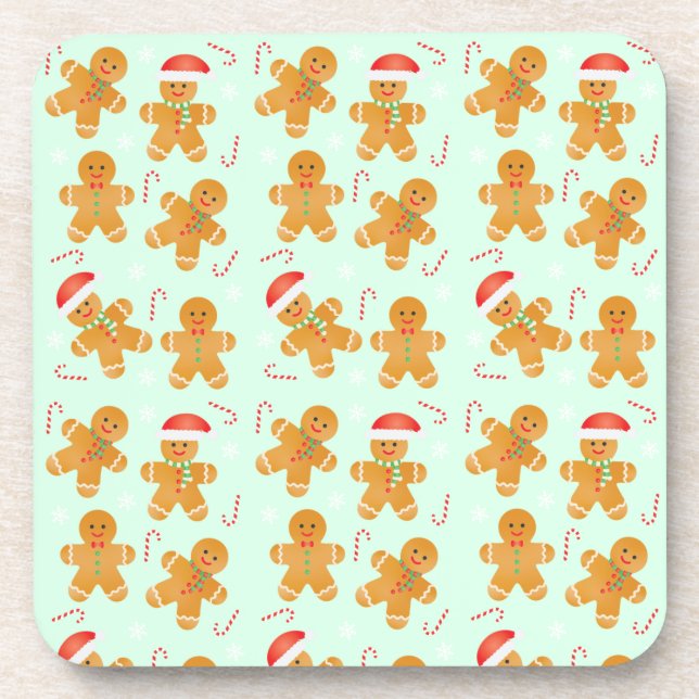 Gingerbread Men Pattern Beverage Coaster (Front)