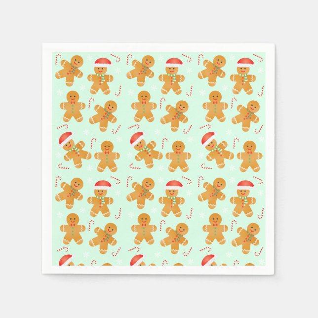 Gingerbread Men Pattern Napkins (Front)