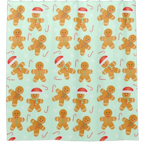 Gingerbread Men Pattern Shower Curtain