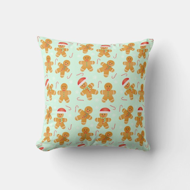 Gingerbread Men Pattern Throw Pillow (Front)