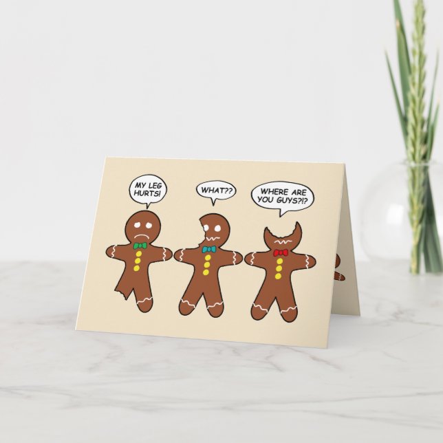 Gingerbread Men Personalize Holiday Greeting Card (Front)