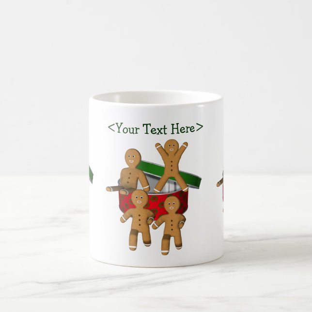 Gingerbread Men Personalized Christmas Holiday Coffee Mug (Center)