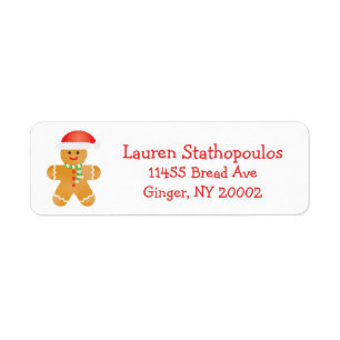 Gingerbread Men Santa Hat Label