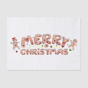 Gingerbread Men Watercolor Winter Merry Christmas Tissue Paper