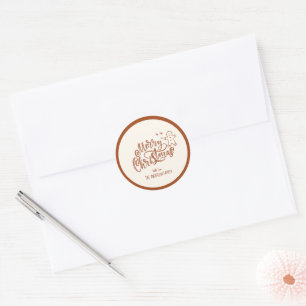 Gingerbread Merry Christmas Bow Neutral Beige Classic Round Sticker