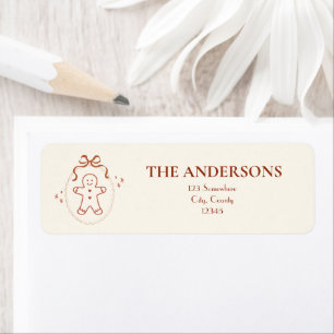 Gingerbread Merry Christmas Bow Neutral Beige Label