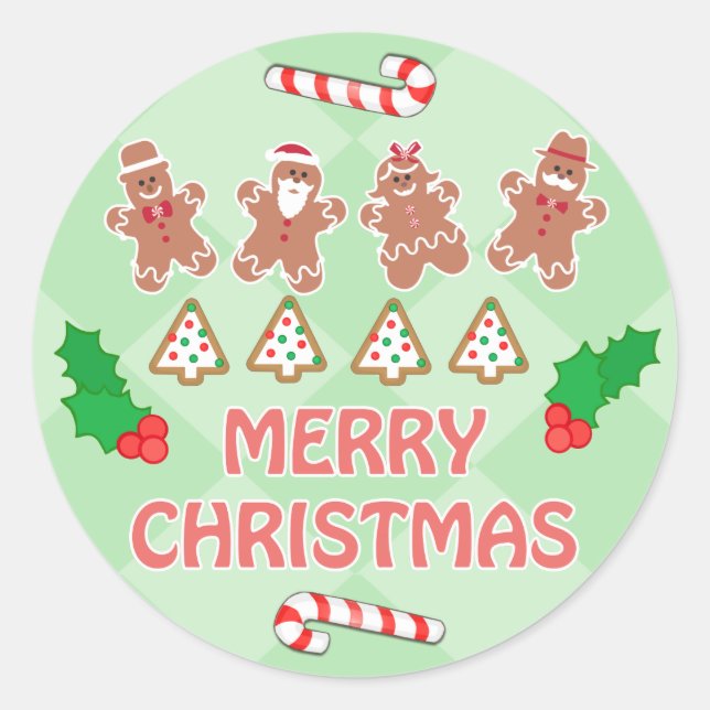 Gingerbread Merry Christmas Cookies Stickers (Front)