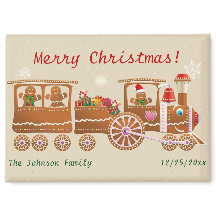 Gingerbread Merry Christmas Express Train Cartoon