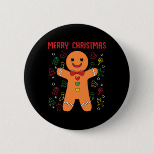 Gingerbread Merry Christmas For Women Button