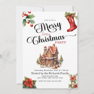 Gingerbread Merry Christmas Party Invitation