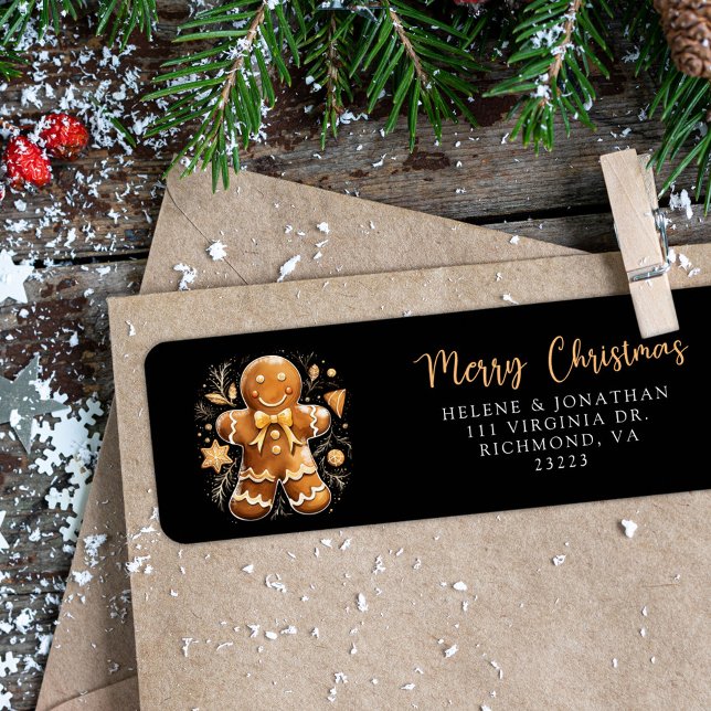 Gingerbread Merry Christmas Return Address Label (Gingerbread Merry Christmas Return Address Label)