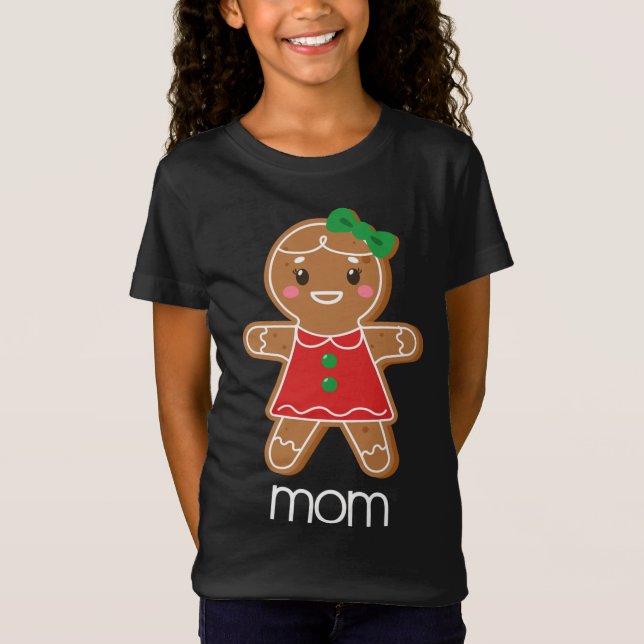 Gingerbread Mom Christmas Matching Pajamas for Fam T-Shirt (Front)