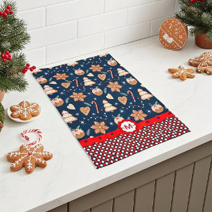 Gingerbread monogram christmas kitchen towel
