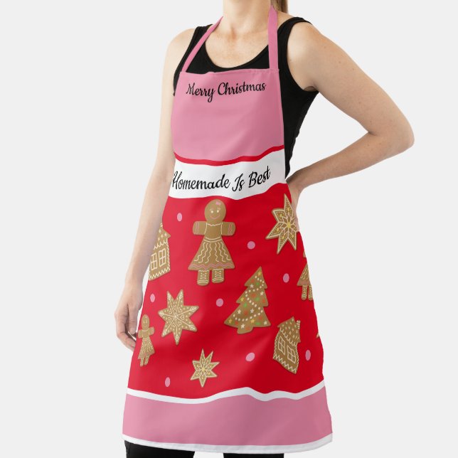 Gingerbread Mother Daughter Christmas Custom Text Apron (Insitu)