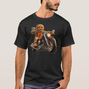 Gingerbread Motorcycle Christmas Biker Ride T-Shirt
